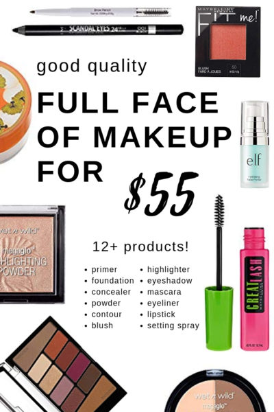 Good Quality Full face of drugstore makeup - for only $55! This includes everything you need and would be an AWESOME makeup starter set for beginners or teens.